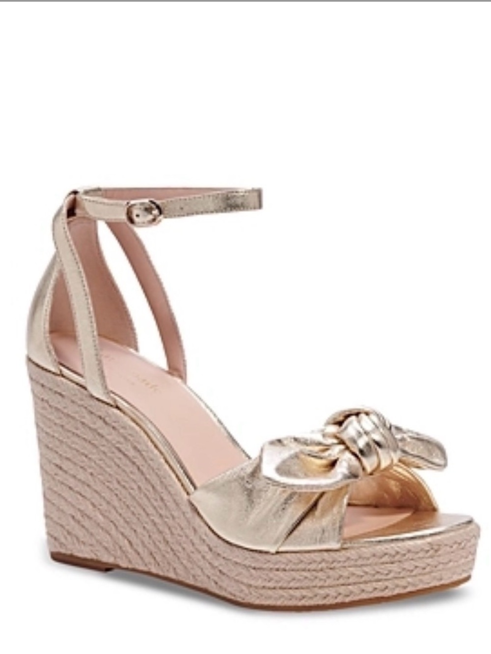 kate spade Gold Knot Front Espadrille Wedge Sandals with Ankle Strap